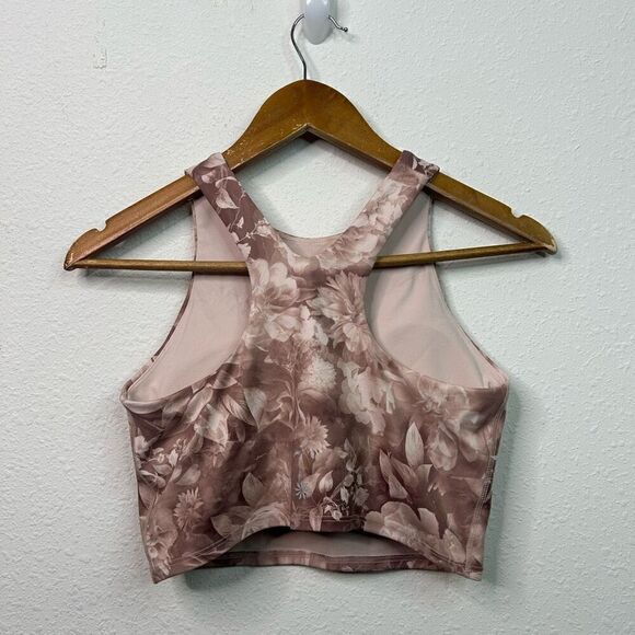 Athleta A-C Conscious Crop Top Floral Rose Print Pink Beige Size Small - Picture 4 of 11